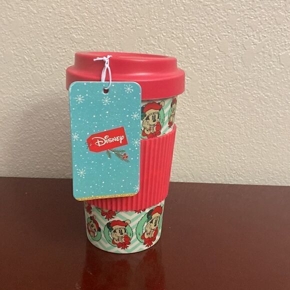 🎄🎄Disney Mickey Mouse Minnie Mouse Christmas 16 oz Tumbler Travel Mug with Lid - Picture 3 of 5